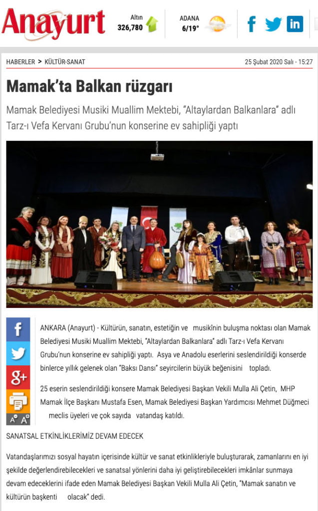 Anayurt Gazetesi, 25 Şubat 2020.